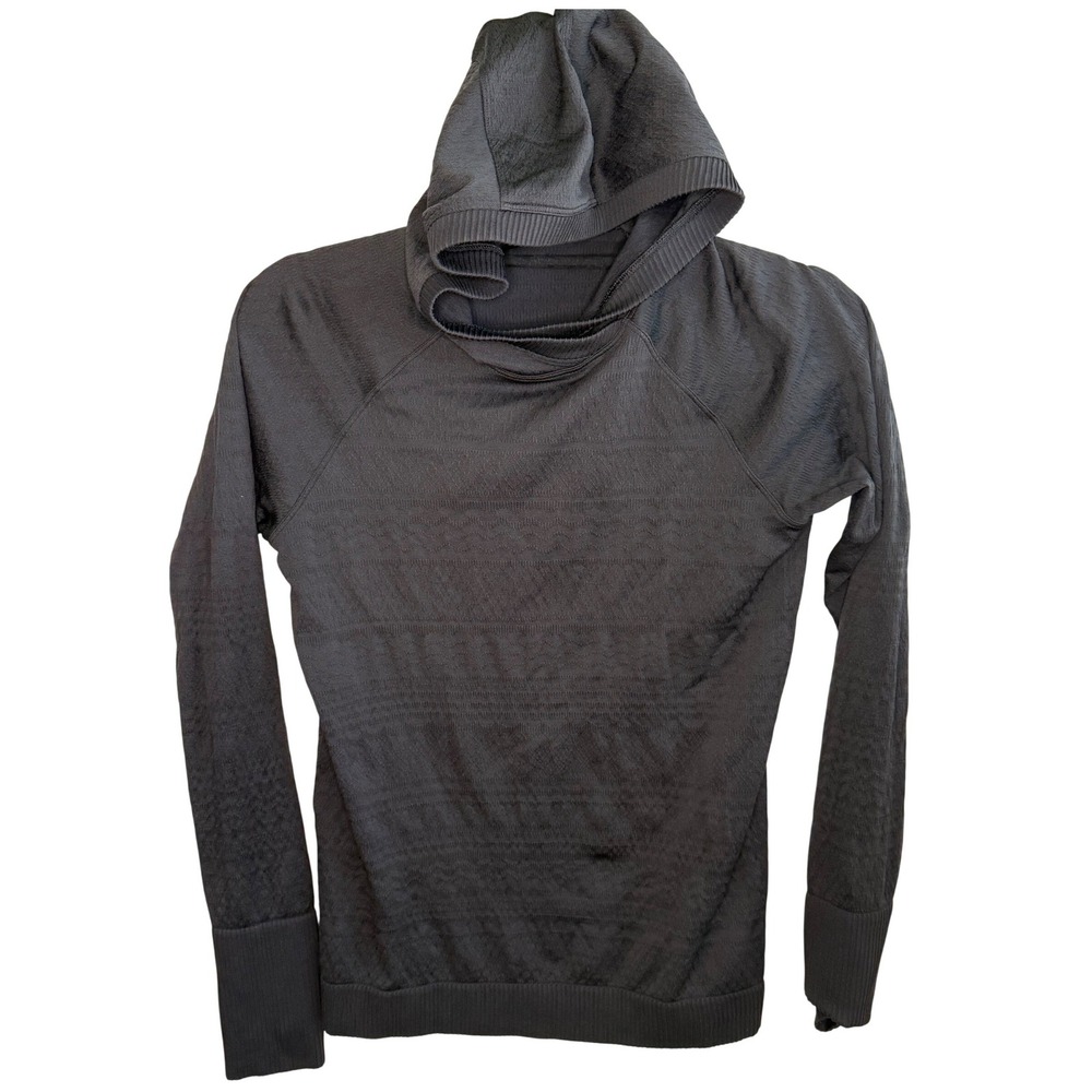 Lululemon Rest‎ Less Pullover Hoodie Black Knit Running Women's See Measurements